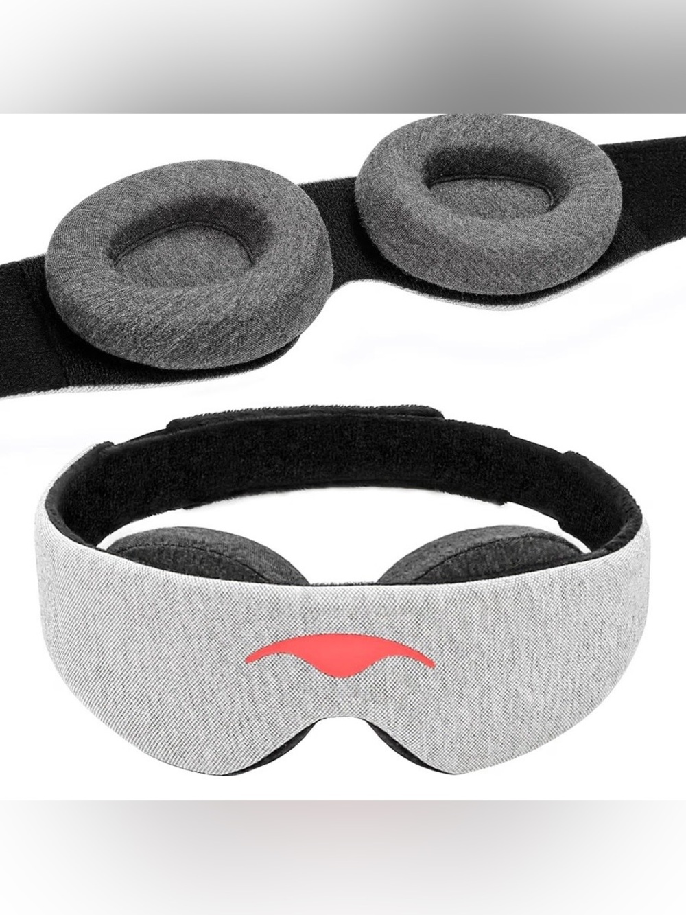 Manta Sleep Slim Sleep Mask Gray 100% Blackout Adjustable Eye Cups + Mesh Bag